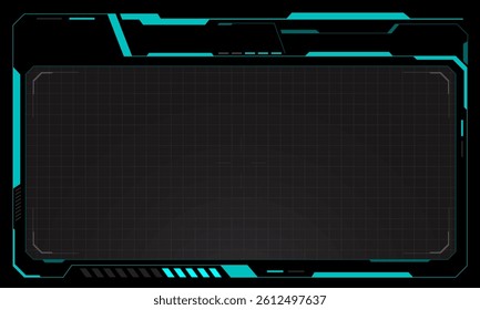 HUD frames blue user interface elements design modern technology futuristic control panel screen digital hologram window gaming menu touching cyber monitor set blue background vector illustration.