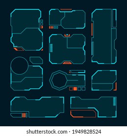 Hud frames. Futuristic design ui templates simple layout game screen interface garish vector modern frames collection
