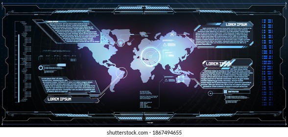 Hud frames. Futuristic modern user interface elements, hud control panel. High tech screen digital hologram window. Sci-Fi Futuristic dashboard. Vitrual reality technology. vector illustration