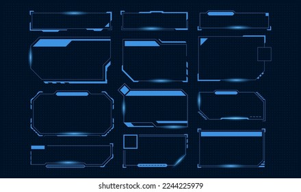 HUD frames neon, future interface of collection of frame digital technology, future hud futuristic, virtual interface collection, vector illustration