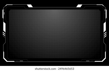 HUD marcos blanco gris interfaz de usuario Elementos de diseño de tecnología moderna pantalla de panel de control futurista holograma digital ventana gaming menú tocando cyber monitor establecido en el Vector de fondo negro.