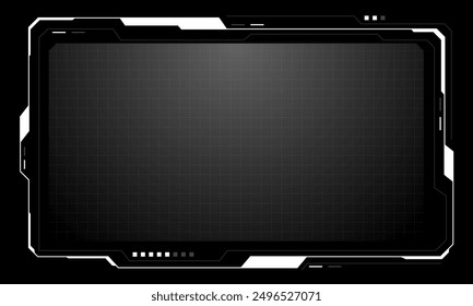 Hud marcos blanco gris interfaz de usuario Elementos de diseño de tecnología moderna pantalla de panel de control futurista holograma digital ventana gaming menú tocando cyber monitor establecido en el Vector de fondo negro.