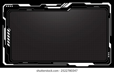 Hud marcos blanco gris interfaz de usuario Elementos de diseño de tecnología moderna pantalla de panel de control futurista holograma digital ventana gaming menú tocando cyber monitor establecido en el Vector de fondo negro.