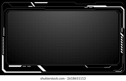 HUD quadros branco cinza elementos da interface do usuário projetar tecnologia moderna painel de controle futurista tela holograma digital janela menu de jogos tocando monitor cibernético definido no vetor de fundo preto.