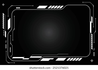 Hud quadros elementos de interface do usuário branco design tecnologia moderna painel de controle futurista tela holograma digital janela menu de jogos tocando monitor cibernético definido em fundo preto.