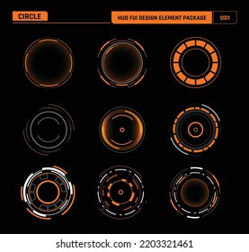 HUD FUI Design Element, Circle For Game And Movie Decoration, Cyber Technology Futuristic Concept For User Interface Design
