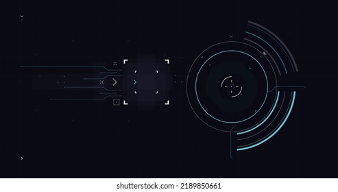 HUD FUI template for widescreen without text, Futuristic design elements. HUD focus elements. Sci-fi design. FUI collection, Military collimator sight, Vector HUD set