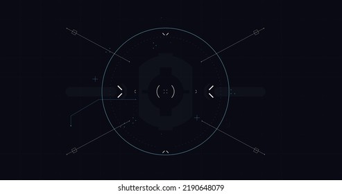 HUD FUI template for widescreen without text, Futuristic design elements. HUD focus elements. Sci-fi design. FUI collection, Military collimator sight, Vector HUD set