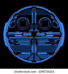 HUD Futuristic Blue Elements Data Transfer Communication Interface Indicator Status In Circle Panel Vector. Abstract Future Scifi Information Report Object Illustration.