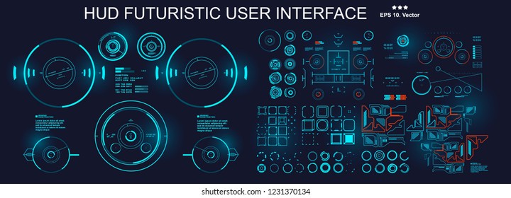 HUD futuristic blue user interface, dashboard display virtual reality technology screen