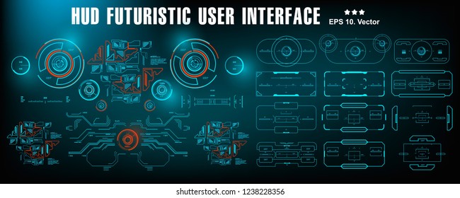 HUD futuristic blue user interface, dashboard display virtual reality technology screen