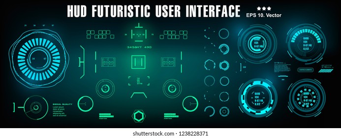 HUD futuristic blue user interface, dashboard display virtual reality technology screen