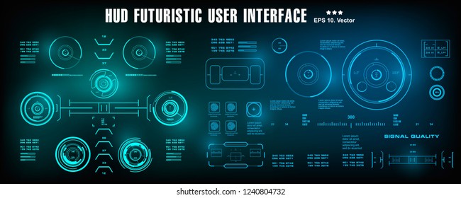 HUD futuristic blue user interface, dashboard display virtual reality technology screen, target