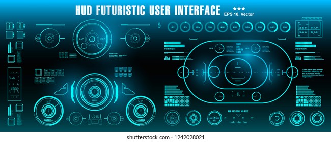 HUD futuristische blaue Benutzeroberfläche, Dashboard-Bildschirm mit Virtual-Reality-Technologie