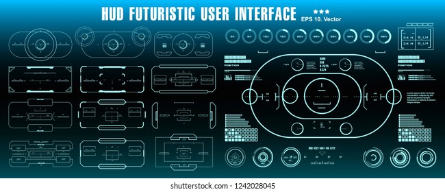 HUD Futuristic Blue User Interface, Dashboard Display Virtual Reality Technology Screen