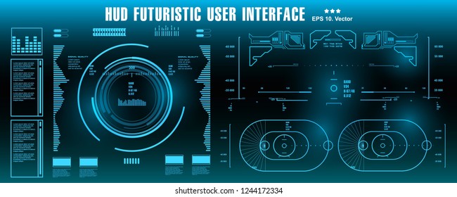 HUD futuristic blue user interface, dashboard display virtual reality technology screen