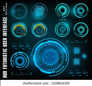 HUD futuristic blue user interface, dashboard display virtual reality technology screen, target