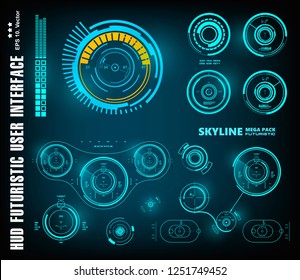 HUD futuristic blue user interface, dashboard display virtual reality technology screen