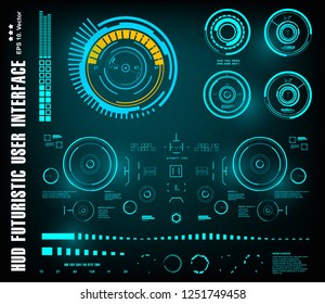 HUD futuristic blue user interface, dashboard display virtual reality technology screen