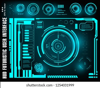 HUD futuristic blue user interface, dashboard display virtual reality technology screen, target