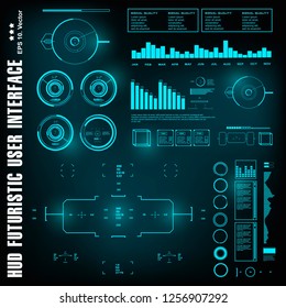 HUD futuristic blue user interface, dashboard display virtual reality technology screen, target