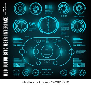 HUD futuristic blue user interface, dashboard display virtual reality technology screen, target
