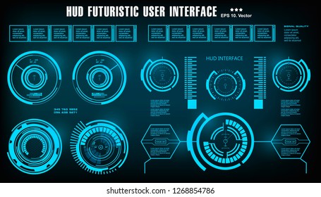HUD futuristic blue user interface, dashboard display virtual reality technology screen, target