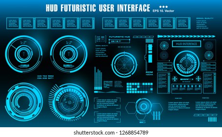 HUD futuristic blue user interface, dashboard display virtual reality technology screen, target