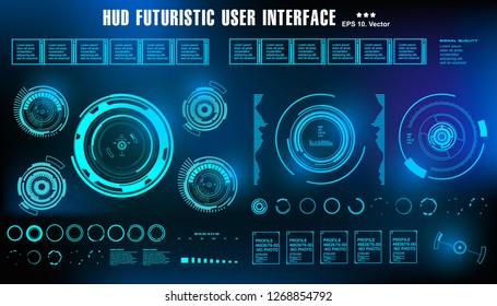 HUD futuristic blue user interface, dashboard display virtual reality technology screen, target