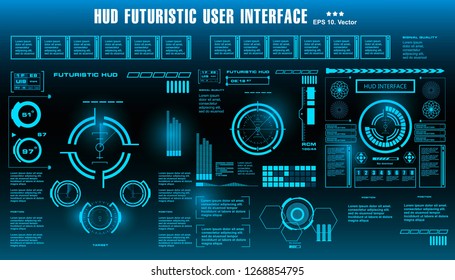 HUD Futuristic Blue User Interface, Dashboard Display Virtual Reality Technology Screen, Target