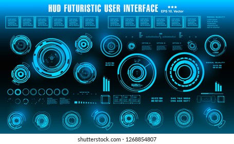 HUD futuristic blue user interface, dashboard display virtual reality technology screen, target