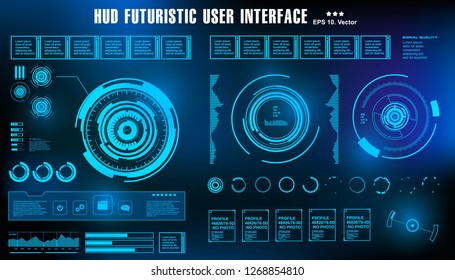 HUD futuristic blue user interface, dashboard display virtual reality technology screen, target