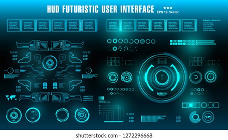 HUD futuristic blue user interface, dashboard display virtual reality technology screen, target