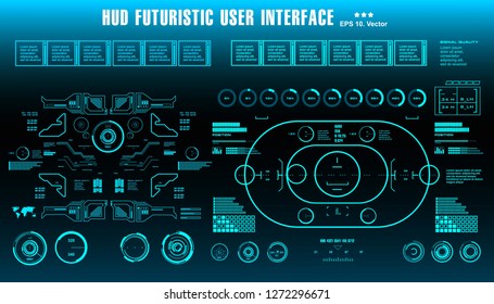 HUD futuristic blue user interface, dashboard display virtual reality technology screen, target