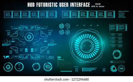 HUD futuristic blue user interface, dashboard display virtual reality technology screen, target