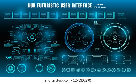 HUD futuristic blue user interface, dashboard display virtual reality technology screen