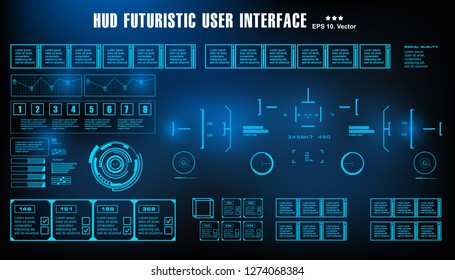 HUD futuristic blue user interface, dashboard display virtual reality technology screen, target