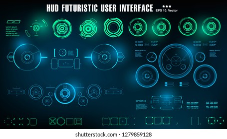 HUD futuristic blue user interface, dashboard display virtual reality technology screen, target