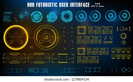 HUD futuristic blue user interface, dashboard display virtual reality technology screen, target