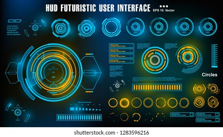 HUD futuristic blue user interface, dashboard display virtual reality technology screen, target