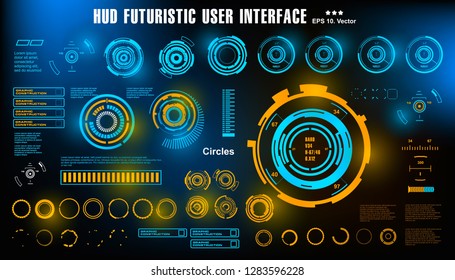HUD futuristic blue user interface, dashboard display virtual reality technology screen, target