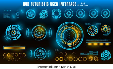 HUD futuristic blue user interface, dashboard display virtual reality technology screen, target