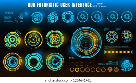 HUD futuristic blue user interface, dashboard display virtual reality technology screen, target