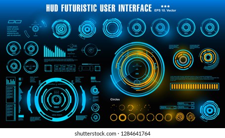 HUD futuristic blue user interface, dashboard display virtual reality technology screen, target