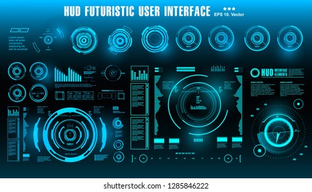 HUD futuristic blue user interface, dashboard display virtual reality technology screen, target