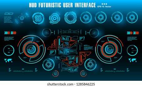 HUD futuristic blue user interface, dashboard display virtual reality technology screen, target