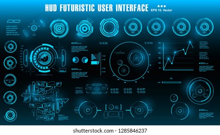 HUD futuristic blue user interface, dashboard display virtual reality technology screen, target