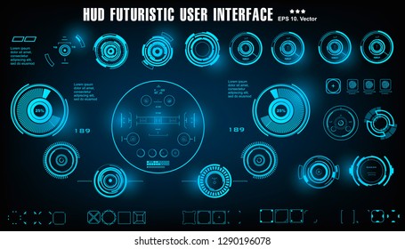 HUD futuristic blue user interface, dashboard display virtual reality technology screen, target