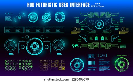HUD futuristic blue user interface, dashboard display virtual reality technology screen, target