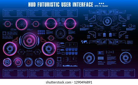HUD futuristic blue user interface, dashboard display virtual reality technology screen, target